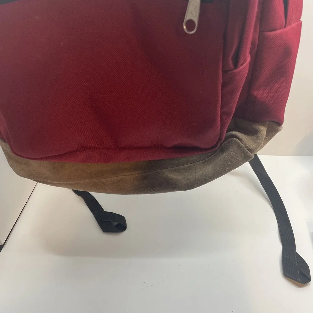 Jansport Right Pack Backpack Originals Maroon‎ Red Leather Bottom JS00TYP7 Rare